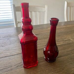 Vintage Wheaton Ruby Red Bottle & Bud Vase Decanter (without cork) Wine Whisky